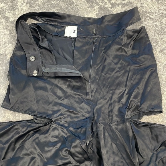 New Topshop Slash Wide Leg Cutout Satin Pants In Black Limited Edition Sz 6 - Picture 12 of 14